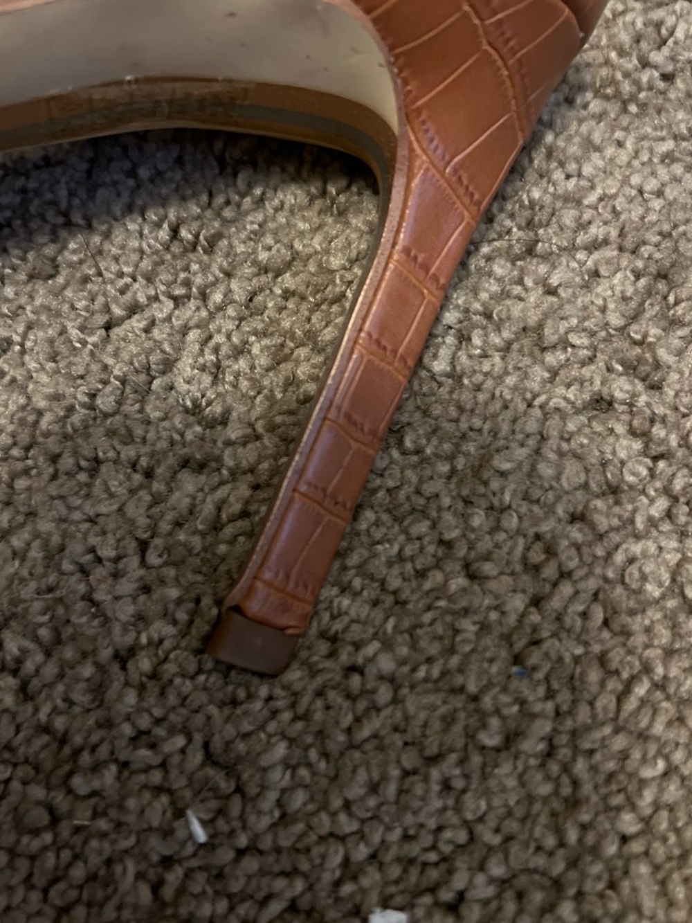 Sam Edelman Brown Croc-Embossed Leather Heeled Sandals - Picture 3 of 3